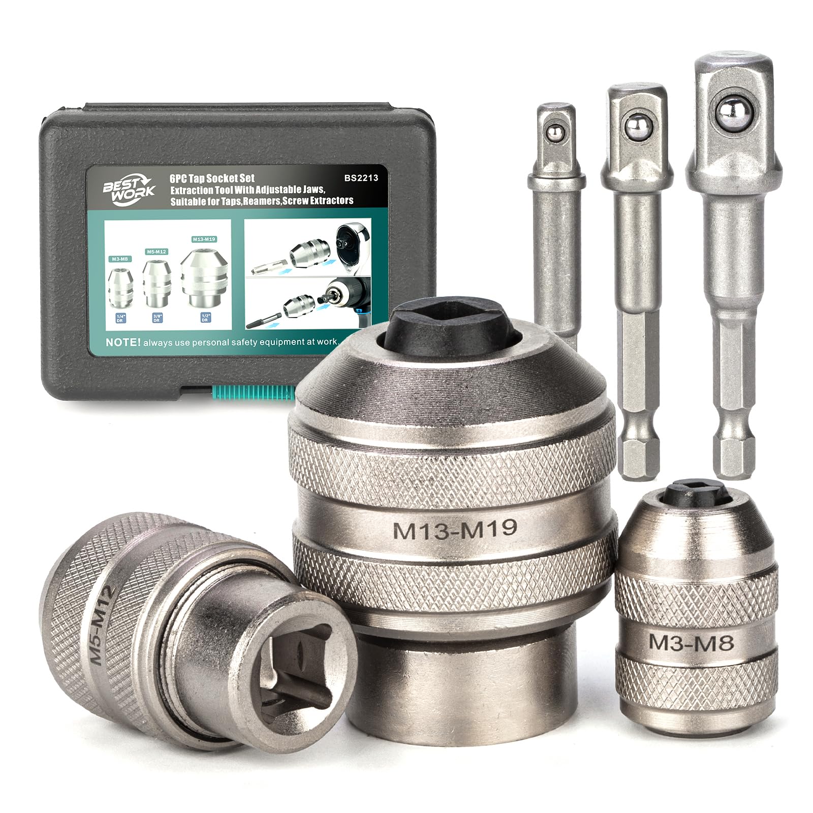 NEW PULL TAP タップセット Bestwork 6pcs Adjustable Tap Socket Set, 1/4